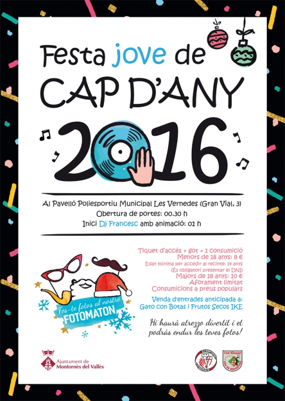 Cartell de la Festa jove de Cap d'Any 2016