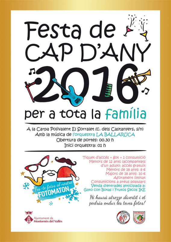 Cartell de la Festa familiar de Cap d'Any 2016