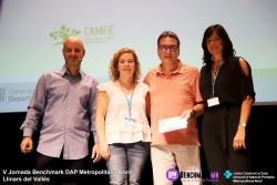 Neme Moreno, Unitat de Suport Assistencial i Avaluació; Elena Lázaro, actual directora de l'EAP; Eduard Carrión, director de l'EAP durant el període avaluat, i Núria Prat, Dir. de l'Atenció Primària de l'àrea Metropolitana Nord 