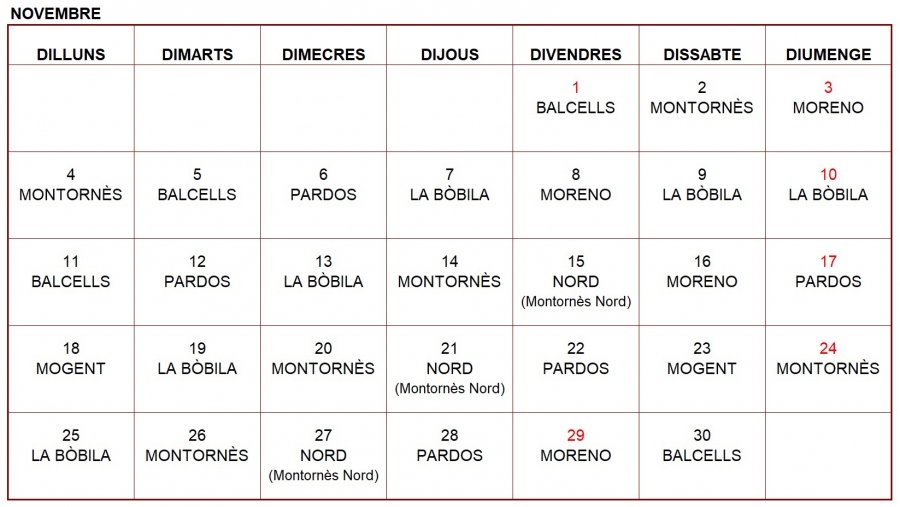 Farmàcies de guàrdia - Novembre 2024.	