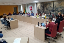 Un moment del Ple ordinari de febrer a la Sala d'Actes de l'Ajuntament.