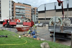 Obres de perforació a l'aparcament de l'Ajuntament