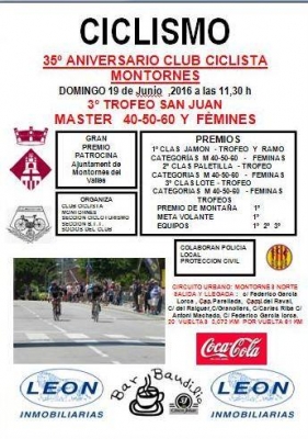 Cartell 3r premi Club Ciclista Montornès Màster 40-50-60