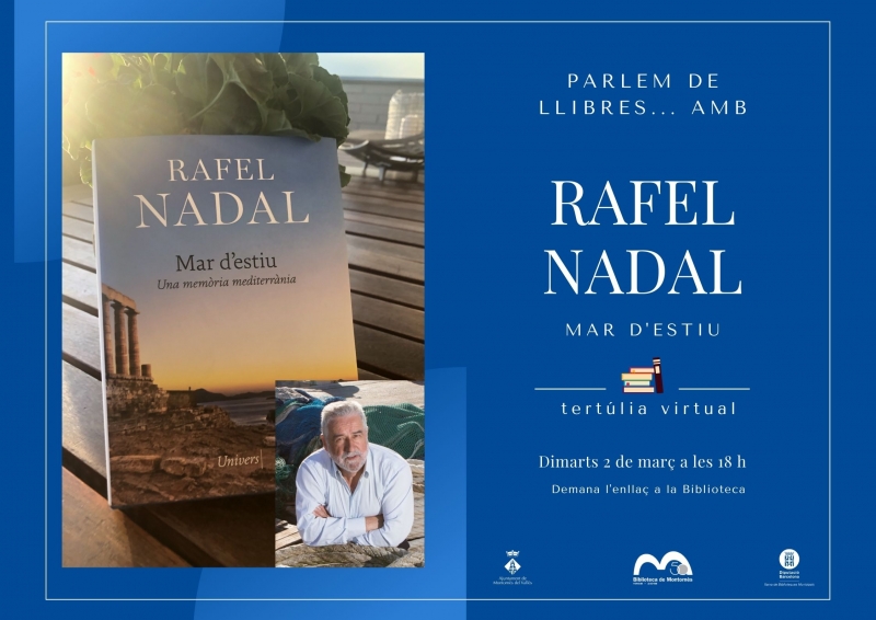 Cartell de la tertúlia Parlem de llibres sobre "Mar d'estiu" amb Rafel Nadal