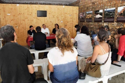 Un moment de l'acte de reconeixement celebrat al punt d'informació de Mons Observans