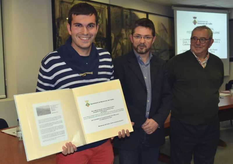 Emilio José Sánchez Ortiz amb l'alcalde, José A. Montero i l'escriptor, Ignasi Riera