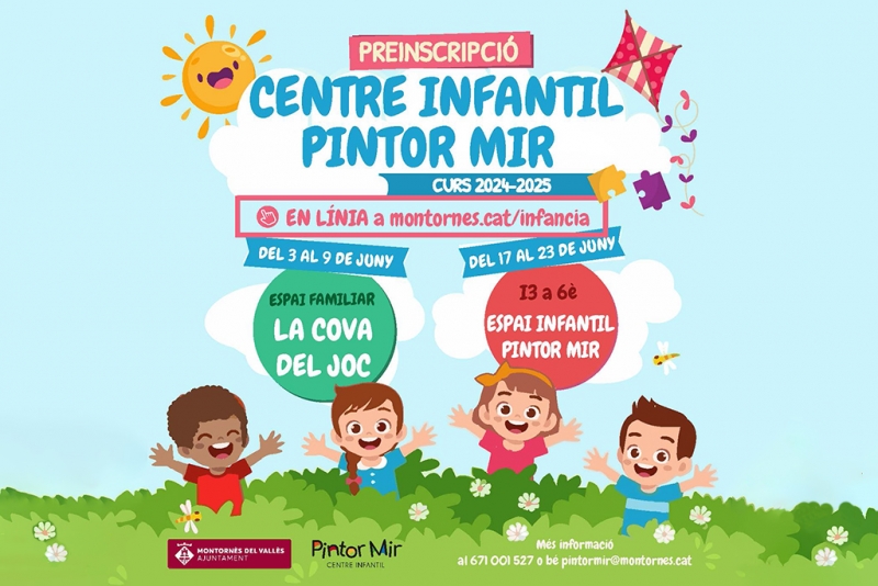 Imatge de promoció de les preinscripcions al Centre Infantil Pintor Mir