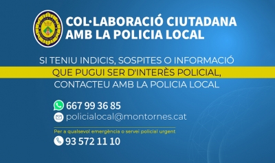 Contactes de col·laboració ciutadana amb la Policia Local