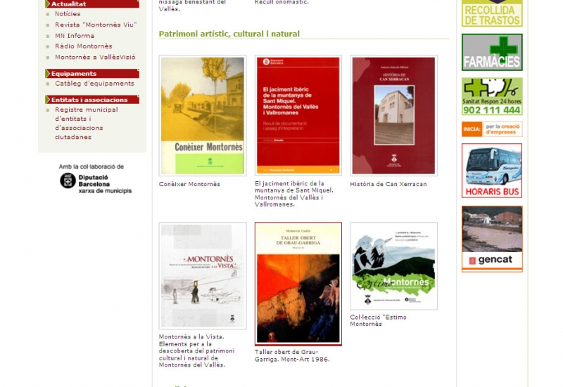 Una captura de l'apartat del web dedicat als llibres de Montornès