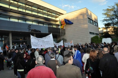 Concentració final a la porta de l'Ajuntament